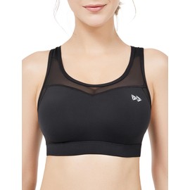 Yvette Sports Bra, High Support, No Bounce, Back Hook Type, Mesh Material, Built-In Molded Cup, Sweat-Absorbent, Quick-Drying, Women's, classic