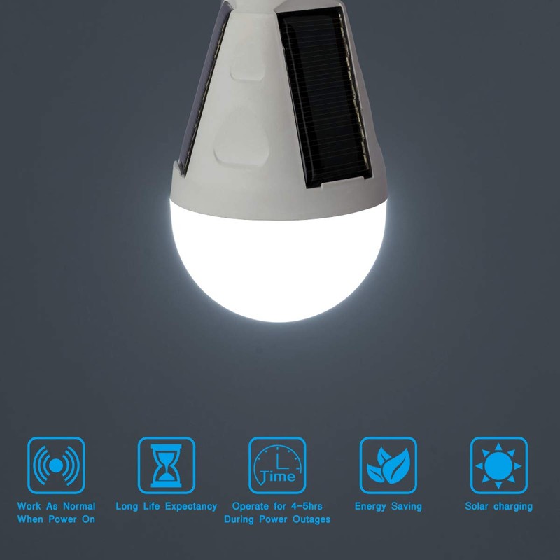 Shinelan 4 Pack LED Solar Emergency Light Bulbs for Home