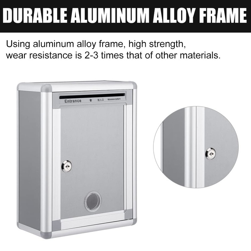 Wall Mount Mailbox, Lockable Secure Post Box, Letter Box for