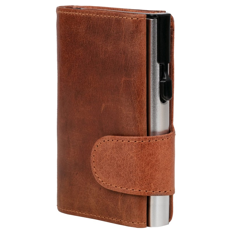 ClickSafe Unisex Coin Purse Travel Accessory Wallet, Cognac