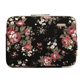 kayond Water-Resistant Canvas 13.3 Inch Laptop Sleeve-Black C Rose