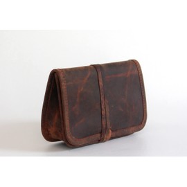 JYOS Genuine Hunter Leather Stationery Make-Up Wrap Case carry Pouch Headphone Holder Vintage Unisex