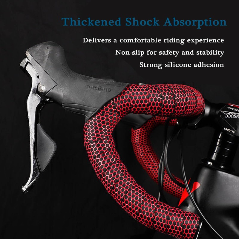Bumlon Bike Handlebar Tape，Pu+Eva Bar Road Bike Tape，Honeycomb Silicone Anti-Slip