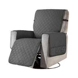 AYYDS Armchair Protector for TV Chair, Waterproof Armchair Cushion with Pockets, 1-Seater Protective Cover for Recliner Chair, Washable Non-Slip Reclining Sofa, Armchair Throw (Dark Grey, L)