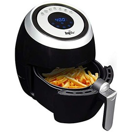 Total Chef 7-in-1 Electric Air Fryer, 3.6 L / 3.8 Quarts, Digital Touchscreen, Adjustable Temperature and Timer, 1500 Watts, Black and Silver, Healthy Family Cooking, Home, Dorm or RV