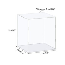 sourcing map Acrylic Display Case Box Clear Dustproof Protection Showcase 21x16x21cm for Collectibles Display