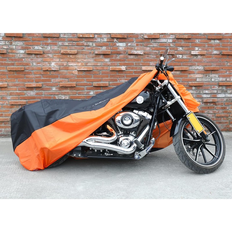 X AUTOHAUX L Black Orange Motorcycle Cover Waterproof Dust UV