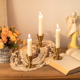 Sziqiqi Vintage Candle Holders Gold: Taper Candlestick Holder Decor for Dining Table Centerpiece Short Candle Sticks Holder for Wedding Christmas Party Event