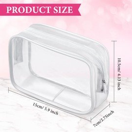 Weewooday - Bolsa de cosméticos transparente de PVC con cierre, bolsa de transporte de artículos de cambiador para cosméticos, bolsa de maquillaje impermeable, bolsa de maquillaje de vinilo, organizador de plástico, para día festivo y baño, Blanco, Peque