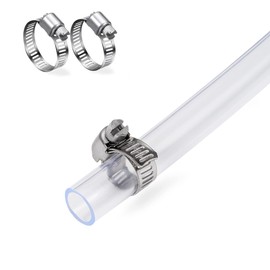 DAVCO 3/8" ID - 100 ft Clear Vinyl Tubing, Low Pressure Flexible PVC Tube, Heavy Duty UV Chemical Resistant Lightweight Plastic Vinyl Hose, BPA Free and Non Toxic, with 2 Stainless Clamps