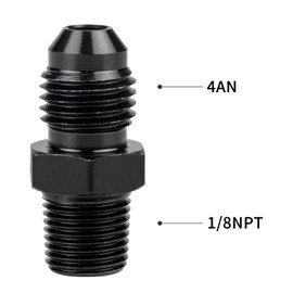 Dexepe 4AN Male Flare to 1/8 NPT Pipe Fitting Adapter Aluminum Straight Fuel Line Hose Adapter Black Anodized Fuel System Fittings 2PCS