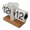 Flip Desk Clock Auto Mechanical Flip 12H AM PM Wood