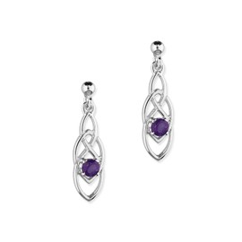 Ortak 925 Sterling Silver Handmade Pendant Necklace Celtic Knots Art Work Natural Amethyst Gemstone Pisces Zodiac February Birthstone Celtic Fine Jewellery Made In Scotland