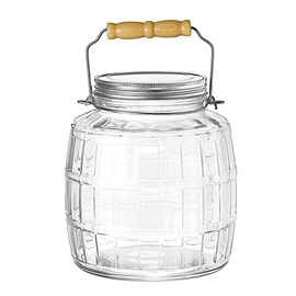 Anchor Hocking 1-Gallon Barrel Jar with Brushed Aluminum Lid, Set of 2, Clear Glass -