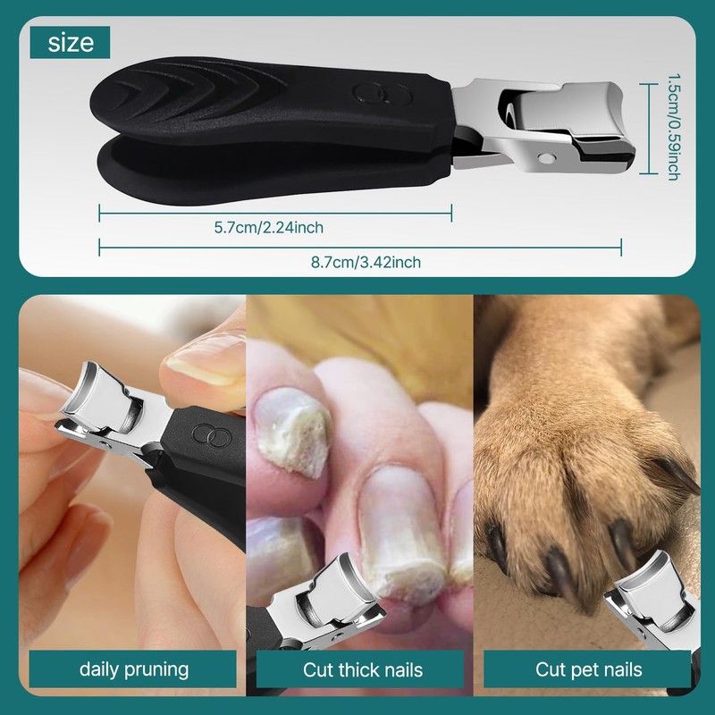 YUDANSI Black Large Mouth Nail Clippers with Nail File -