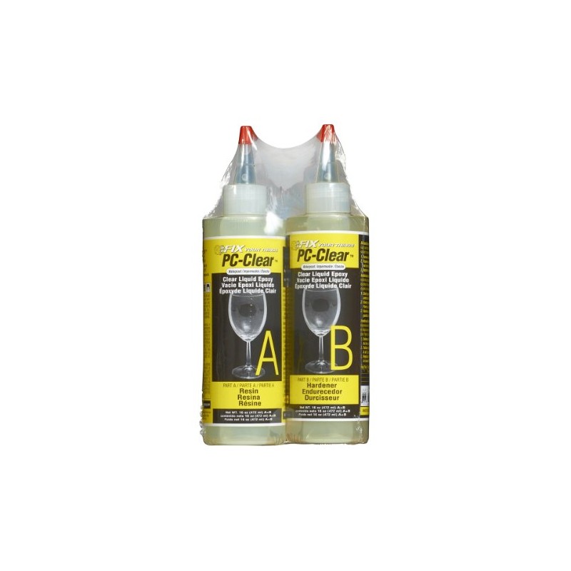 PC Products PC-Clear Epoxy Adhesive Liquid, 16oz in Two Bottles,