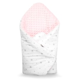 Sevira Kids Swaddling Bag - Winter - Baby - Multipurpose - 100% Cotton - Minky Reversible - Swaddling Blanket - Birth Gift - Stella Pink - 80 x 80 cm