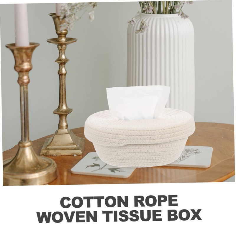 Gatuida Cotton Rope Woven Tissue Box Reusable Tissue Holder for