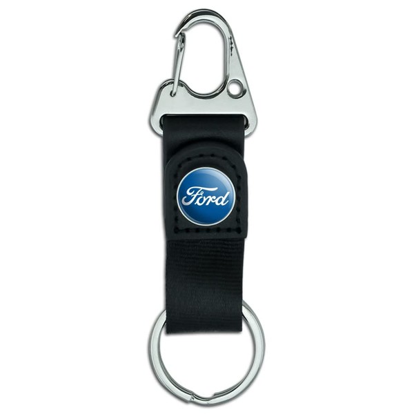 Ford Classic Script Logo Keychain with Leather Fabric Belt Clip-On