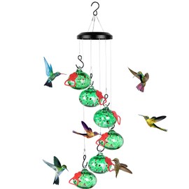 Headak Life Charming Wind Chimes Hummingbird feeders for Outdoors Hanging ant and bee Proof,Never Leak,Perfect Garden Decor for Outside(Green)…