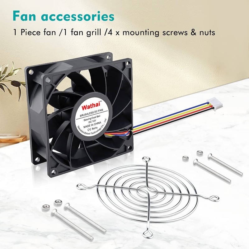 Wathai 92mm x 38mm 90mm Dual Ball 12V High Airflow