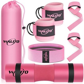 WALITO 8Pcs Barbell Pad Set for Hip Thrust - Squat Pad,Gym Accessories for Women with Bar Bad,Bench Press, with Gym Ankle Straps,Resistance Bands for Working Out,Lifting Strap,Carry Bag