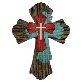 Blulu Wall Cross Farmhouse Wooden Cross Decorative Wooden Wall Cross Hanging Rustic Wooden Cross Wall Decor Wooden Spiritual Art Sculpture For Home Religious Indoor Outdoor