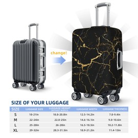 Lukbfall Black Marble Luggage Suitcase Covers Elastic Washable Marbling Texture Luggage Protector Travel Suitcase Protective Cover For Kid And Adult, L (Fit 25-29 Inch Luggage)