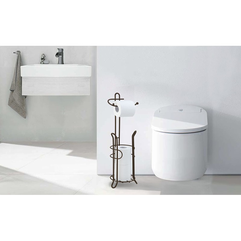 SunnyPoint Freestanding Toilet Paper Holder with Storage – Holds 3