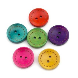 Pack of 50 Small Premium Wooden Buttons Round, Colourful, Available in Sizes 10 mm, 15 mm, 20 mm - Two-Hole Buttons for Crafts for Sewing, Children's Buttons, Children's Clothing, Coloured Craft