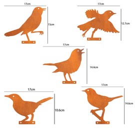 GULURUKIO Rusty Bird Silhouette with Rusty Patina Birds Decoration Lifelike Metal Birds Garden Ornaments Silhouette Simulation Bird Figurine Rustic Outdoor Patio Yard Adornment