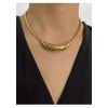 ZARD Curved Tube Charm Snake Chain Collar Necklace In 14K