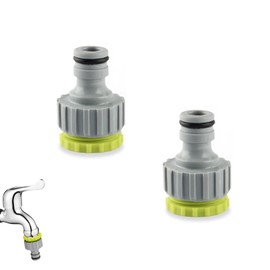 YCICHE Tap Adapter, Pack of 2 Garden Hose Connector Adapter, 1/2 Inch 3/4 Inch Plastic Hose Connector, 2-in-1 Garden Screw Thread Tap Connector, for Tap Hose Connection