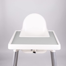 High Chair Placemat, Durable High Chair Placemat Silicone, Clean and Hygienic, Suitable for IKEA Antilop Highchai, for Toddlers and Babies (Light Gray)