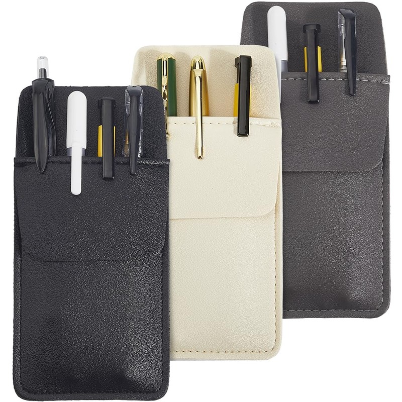 CALFOVERA 3 Pieces 3 Colours Pen Bag Made of PU