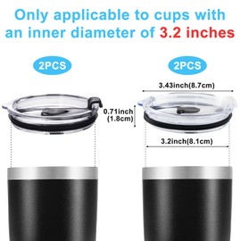 4 Pack Replacement Lids for 20 oz Tumbler, White, Black