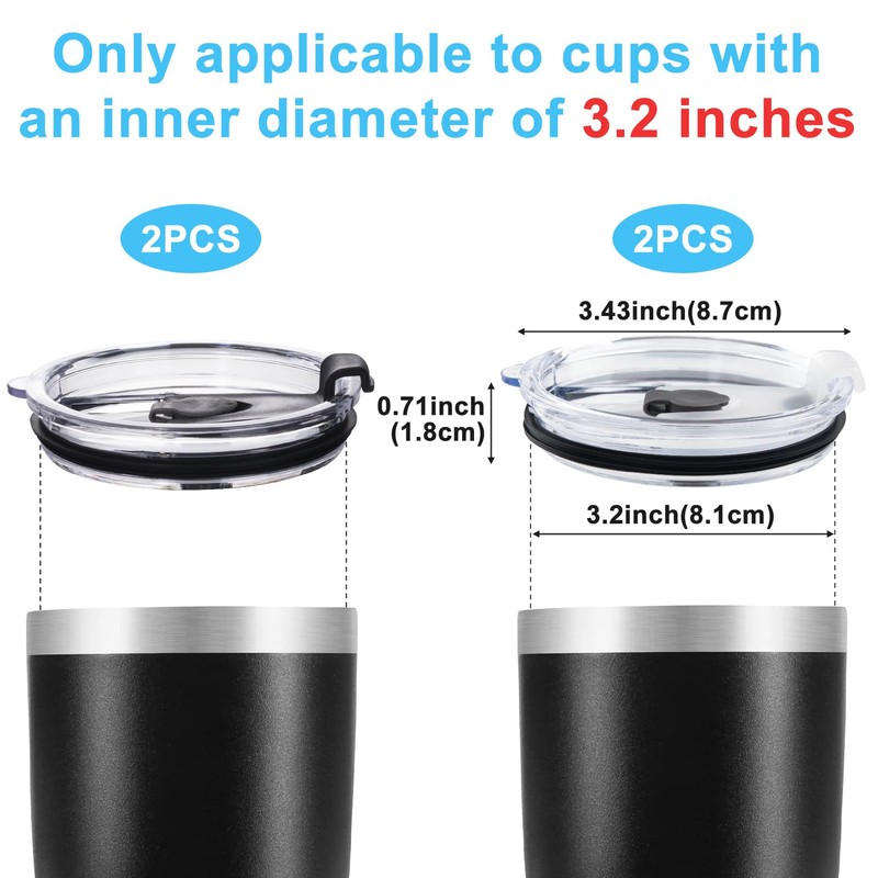 4 Pack Replacement Lids for 20 oz Tumbler, White, Black