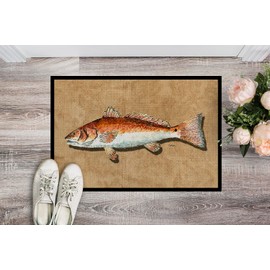 Caroline's Treasures 8807JMAT Red Fish Doormat 24x36 Front Door Mat Indoor Outdoor Rugs for Entryway, Non Slip Washable Low Pile, 24H X 36W
