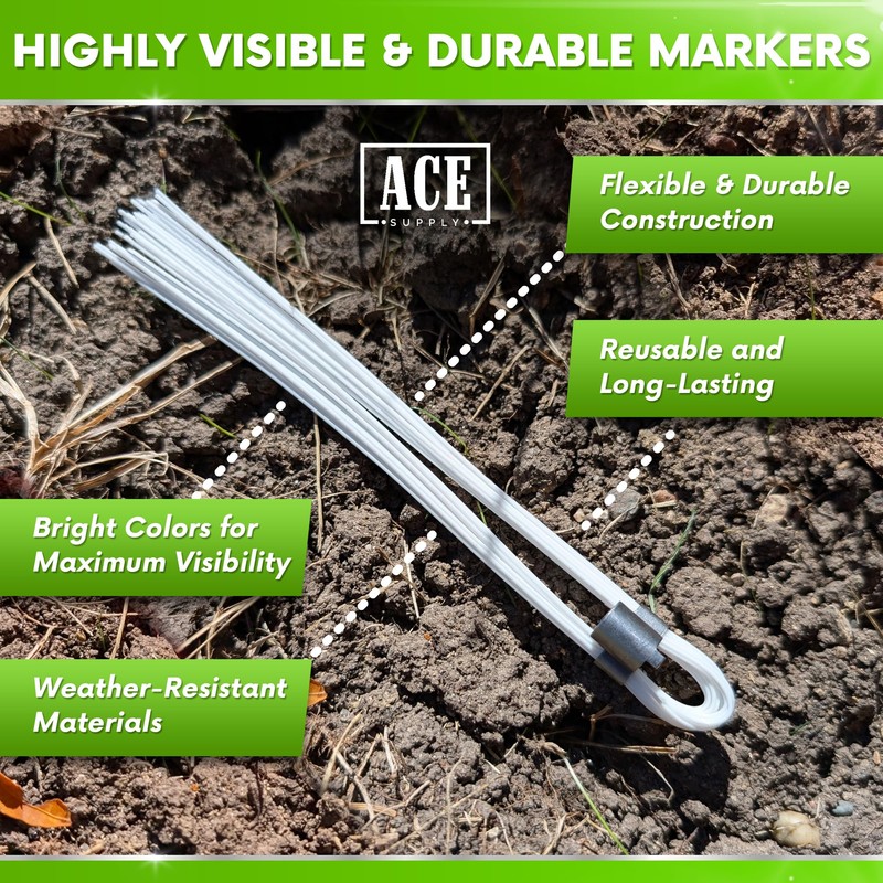 White Marking Whiskers with Stakes - 100 Pack - Durable