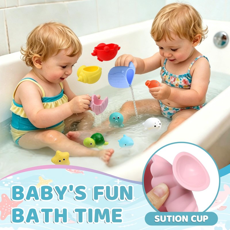 11 Pezzi Giocattoli da Bagno Bambini,Giocattoli da Bagno Galleggianti a
