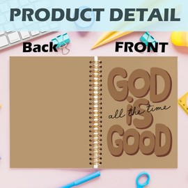 Yhtrg Brown Preppy God Is Good Notebooks, Brown Christian Spiral Notebook Gift for Women, Bible Journaling Notebooks for Office School Supplies, 5.5x8.3 Inch