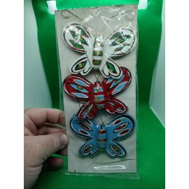 Unbranded (1) Vintage Butterfly Christmas Ornaments Clip On Style Wood 3 Pack