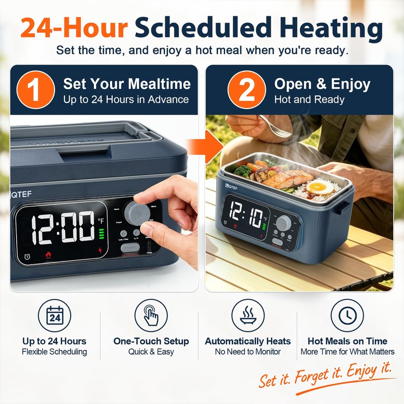 Cordless Electric Heated Lunch Box for Adults，360° Surround Heating Fast