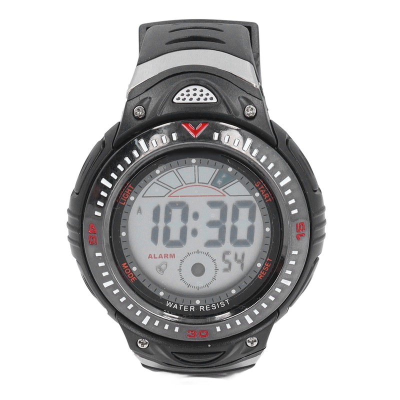 Black Men Digital Watch Waterproof LED Backlight Stopwatch Countdown 12/24