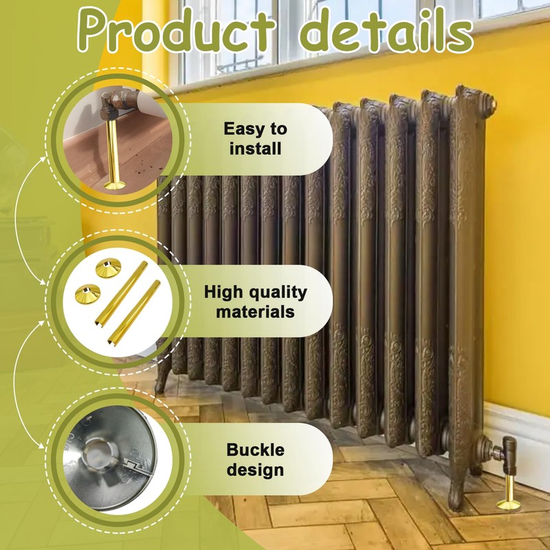 Girihe 2 Pack Radiator Pipe Cover, 15mm Pipe Cover Gold