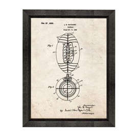 Football Patent Art Old Look Print in a Beveled Black Wood Frame (11" x 14") M11282