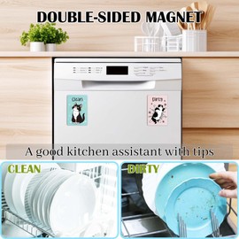 Cute Cat Clean Dirty Dishwasher Magnet, Funny Cat Clean Dirty Sign for Kitchen Refrigerator Laundry Room, Super Strong Magnetic Gadgets - Double Sided Design