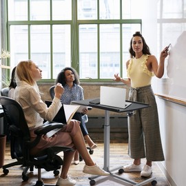 COSTWAY Rolling Laptop Stand, Mobile Laptop Tray and Cart with 45 °Degree Swivel Tilting Tabletop, Height Adjustable Mobile Podium from 24.5'' to 36'', Overbed Computer Workstation Table for Sofa, Bed