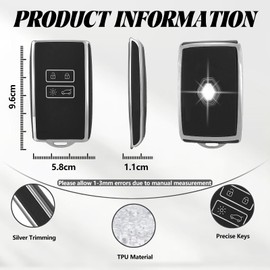 TOOMUME Key Cover, Car Key Case Card Suitable for Renault Scenic Megane Talisman Koleos Kadjar Clio Captur Espace Zoe Arcan Dacia Duster, Key Cover Protection Key Case - Smart Key