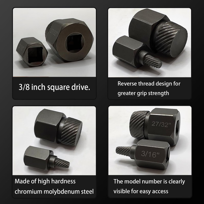 JEUCLEL 27PCS Multi-Spline Screw Extractor Set, 3/8" Inch Adaptor Easy